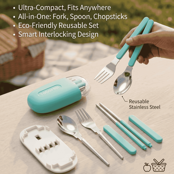 Portable Stainless Steel Travel Cutlery Set with Case