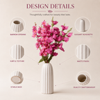 Pearl Crest Vase - Vertical Ribbed White Ceramic Vase Modern Fluted Design