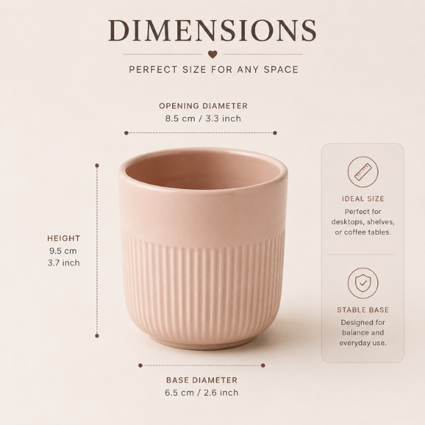 Petite Blush Flute Small Ribbed Ceramic Bud Vase - Matte Blush Pink