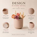 Petite Blush Flute Small Ribbed Ceramic Bud Vase - Matte Blush Pink