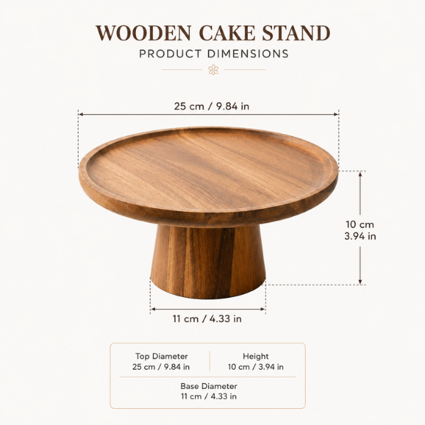Wooden Cake Stand | Pedestal Stand for Cakes & Desserts