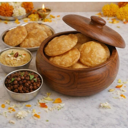 Handcrafted Sheesham Wood Roti Box – Handi Style Insulated Wooden Casserole for Fresh Puris and Rotis
