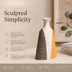 Sunset Blend Vase - Three Tone Geometric Ceramic Vase Textured Grey White and Ochre