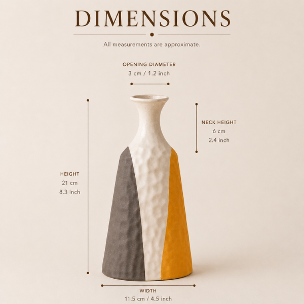 Sunset Blend Vase - Three Tone Geometric Ceramic Vase Textured Grey White and Ochre