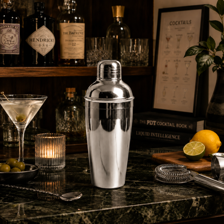 Silver Frost Cocktail Shaker | Stainless Steel Bar Shaker for Cocktails & Mocktails