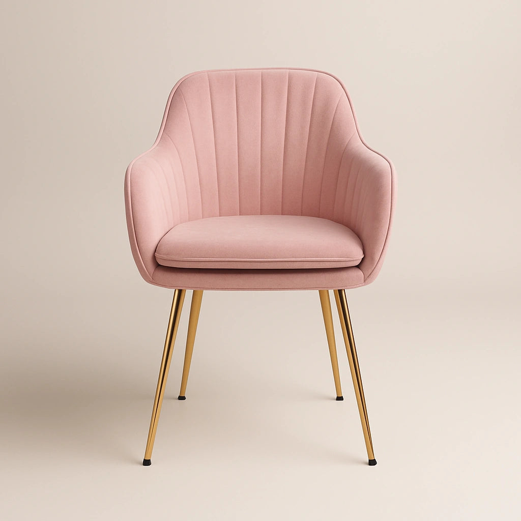 Astra Velvet Accent Chair with Gold Metal Legs