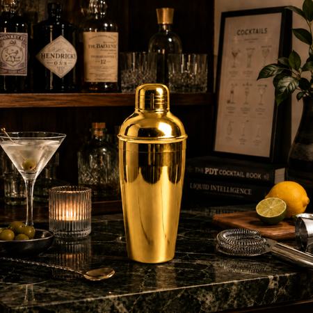 Gold Flame Cocktail Shaker | Stainless Steel Bar Shaker for Cocktails & Mocktails
