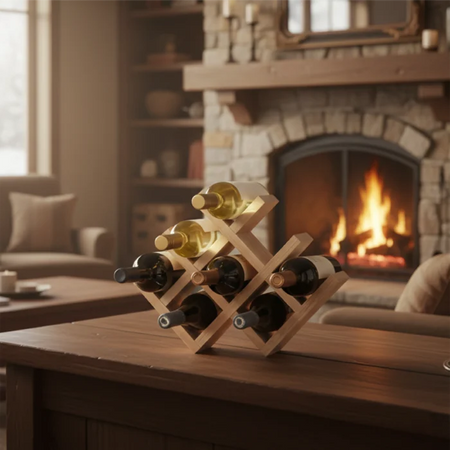 X-Frame Wooden Wine Rack | 8-Bottle Countertop Wine Holder