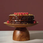 Platera Wooden Cake Stand | Walnut Finish Pedestal Stand for Cakes & Desserts