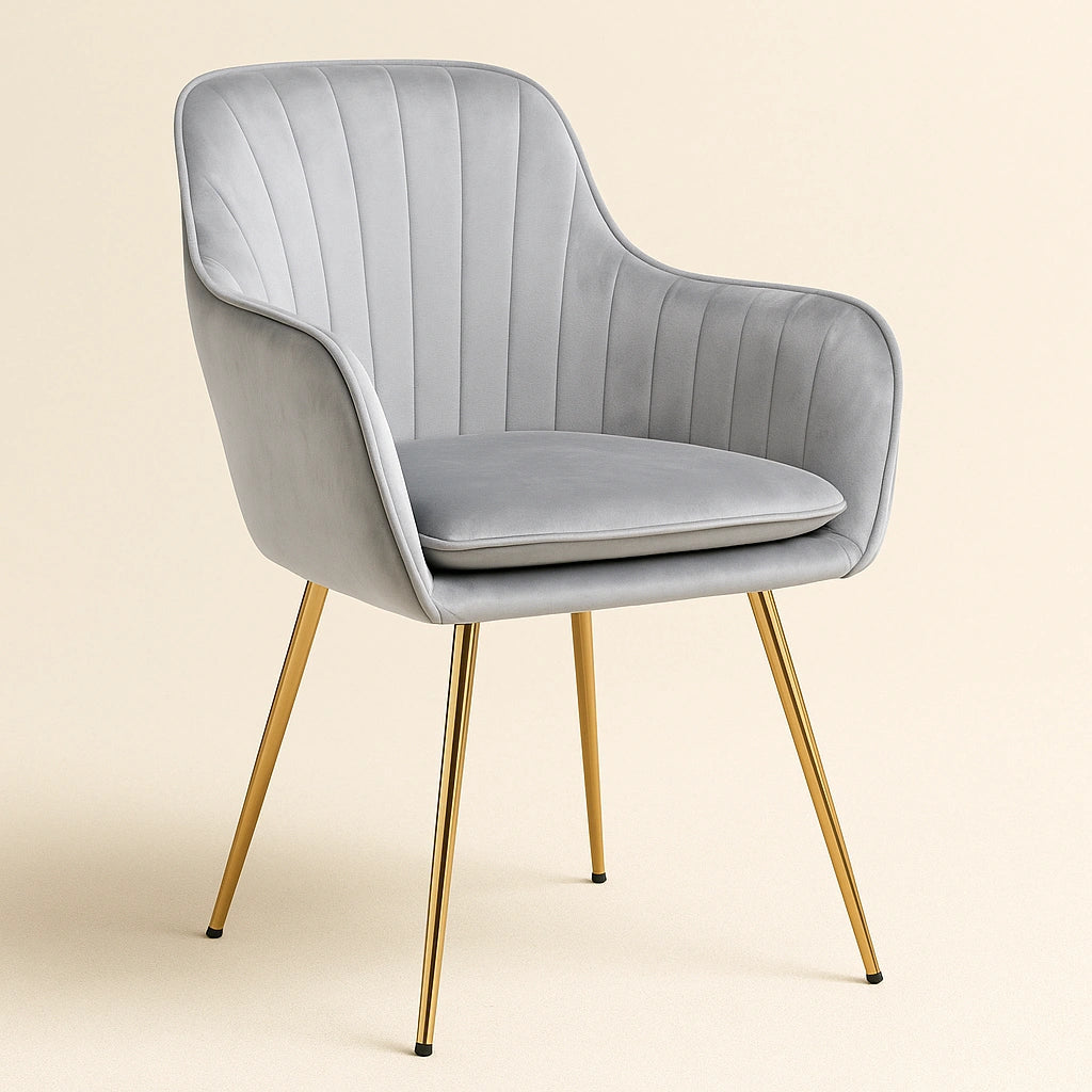 Astra Velvet Accent Chair with Gold Metal Legs