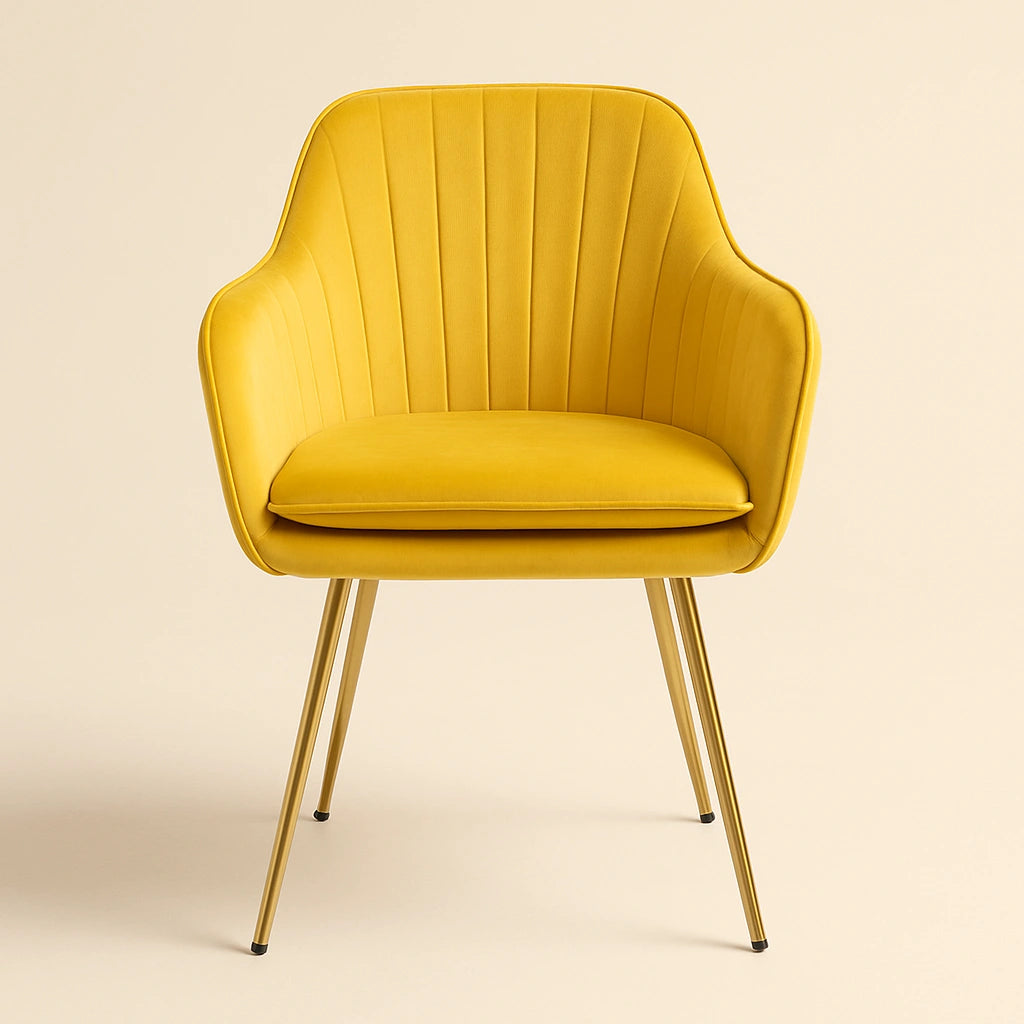 Astra Velvet Accent Chair with Gold Metal Legs