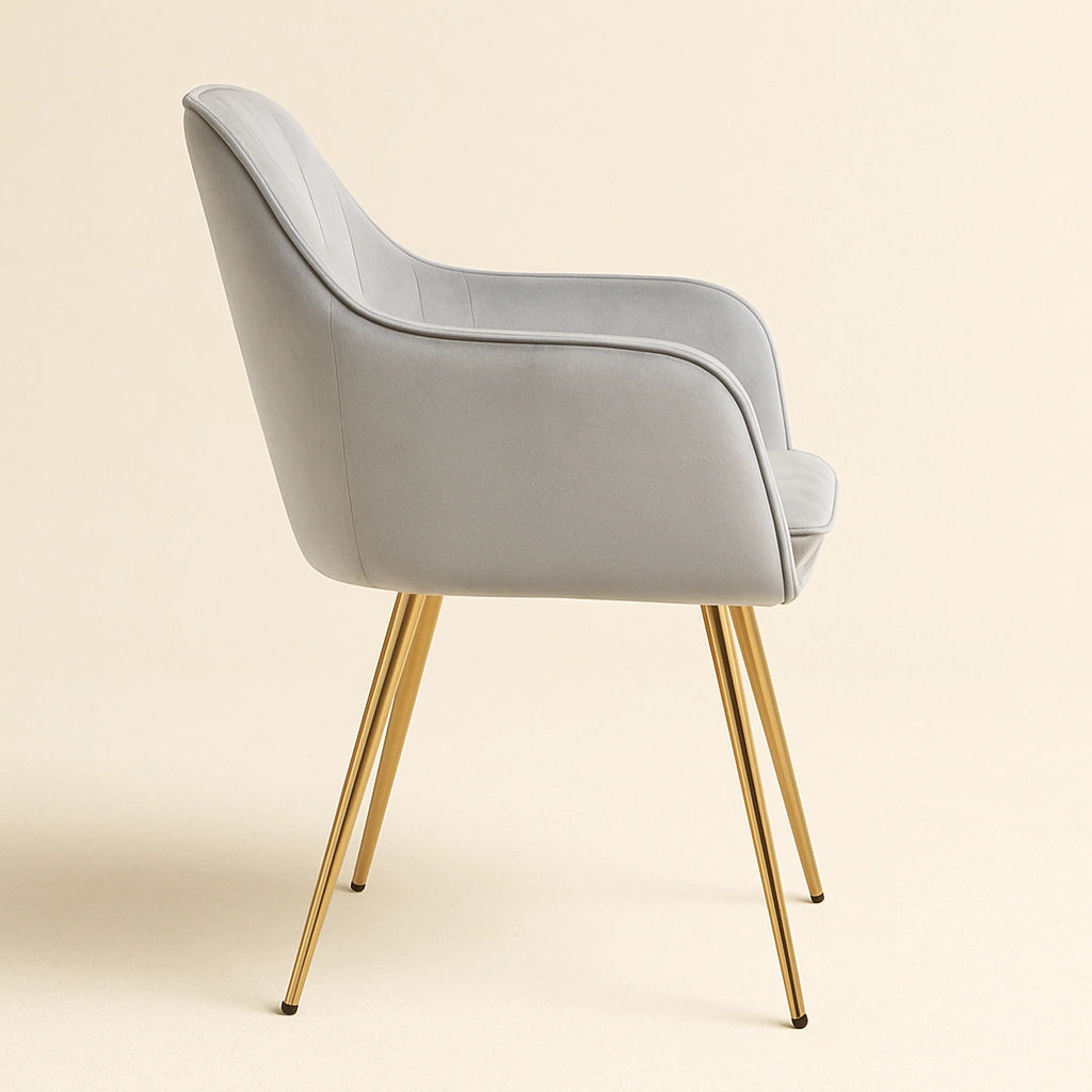 Astra Velvet Accent Chair with Gold Metal Legs