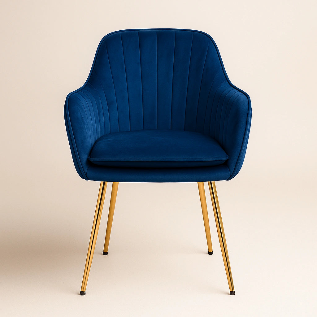 Astra Velvet Accent Chair with Gold Metal Legs