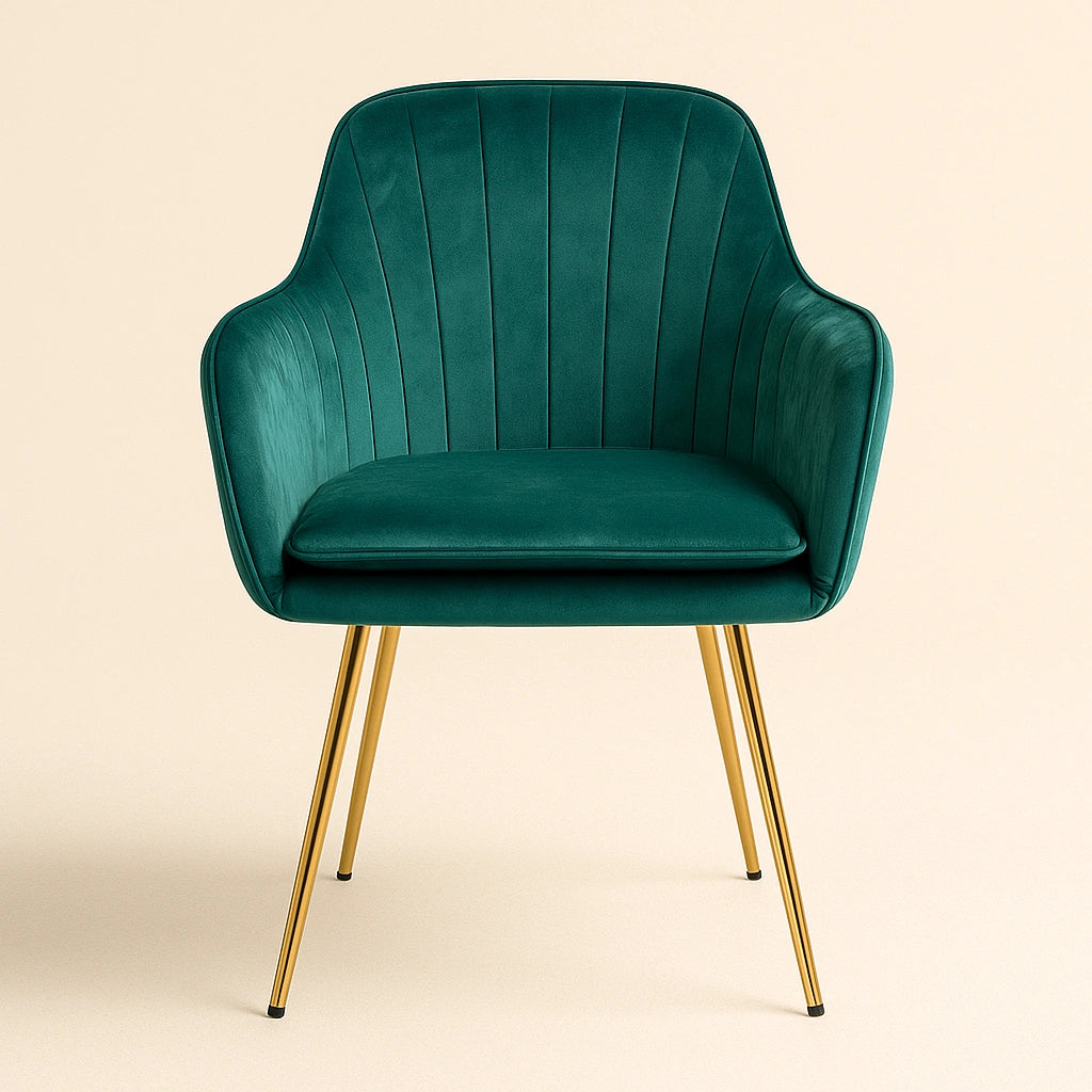 Astra Velvet Accent Chair with Gold Metal Legs