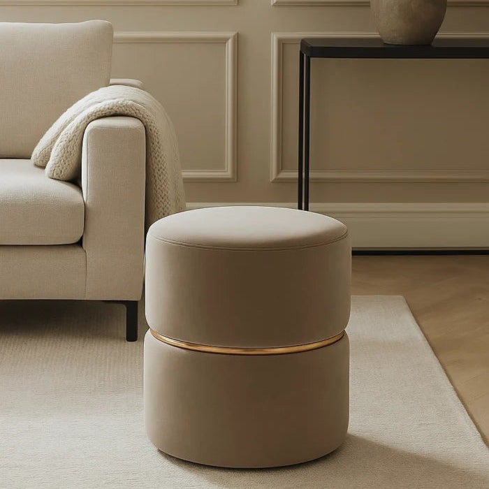 Sandstone Ottoman Stool Upholstered Accent Seating Footrest