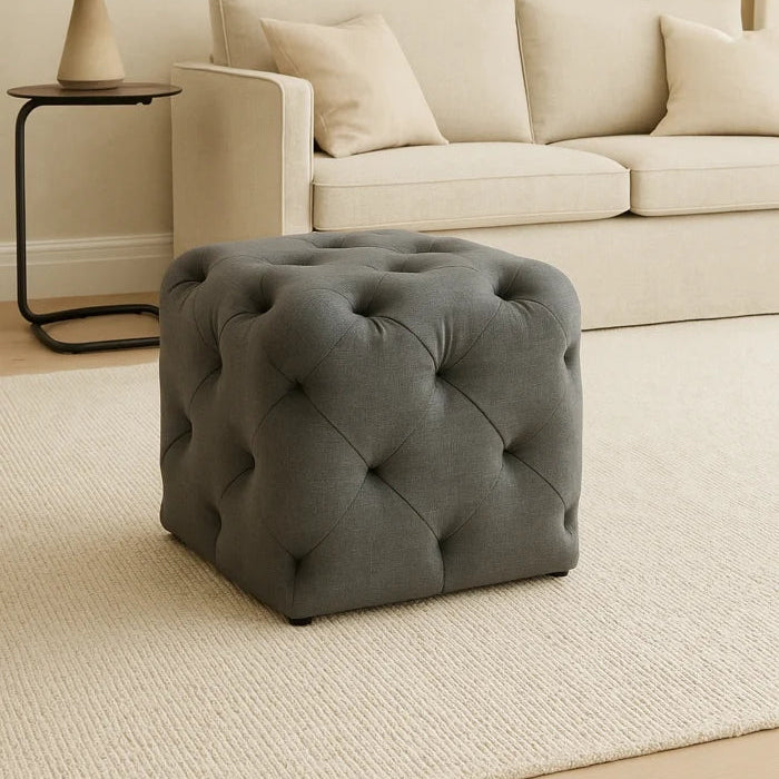 Tropical Flamingo Ottoman Stool Upholstered Accent Seating Footrest
