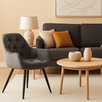 Tufted Upholstered Dining Chair with Wooden Legs