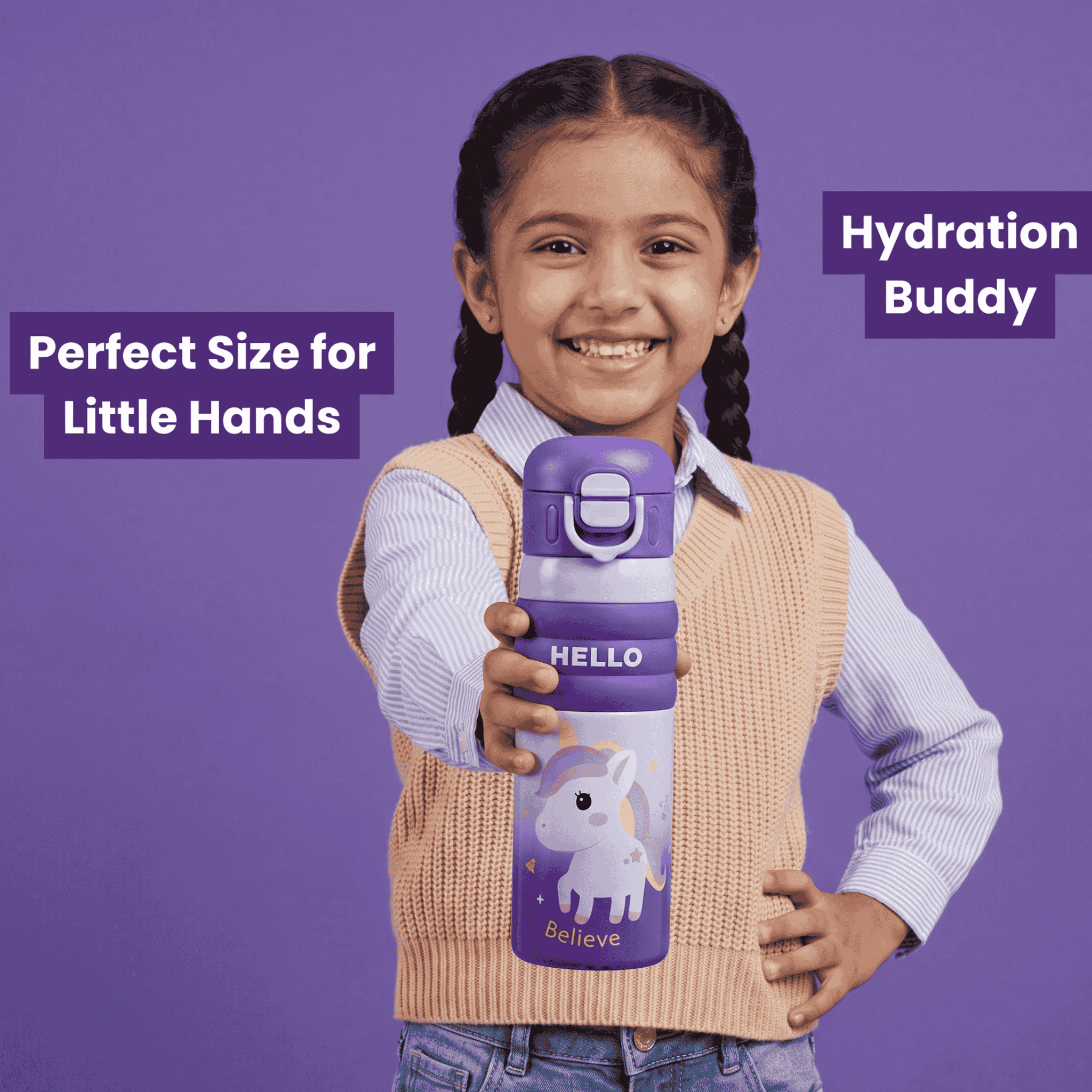 Unicorn Kids Water Bottle – Leak-Proof, BPA-Free, & Easy-Grip Design for School and Play