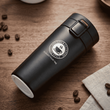 Black Vacuum Insulated Stainless Steel Coffee Mug with Lid | Leakproof Travel Tumbler – 450 ML