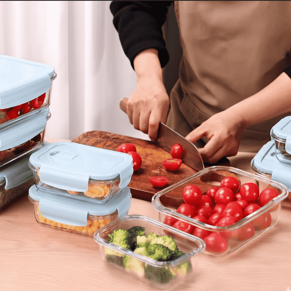 Leakproof Glass Lunch Box Set with Compartments (Set of 3)