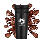 Black Vacuum Insulated Stainless Steel Coffee Mug with Lid | Leakproof Travel Tumbler – 450 ML
