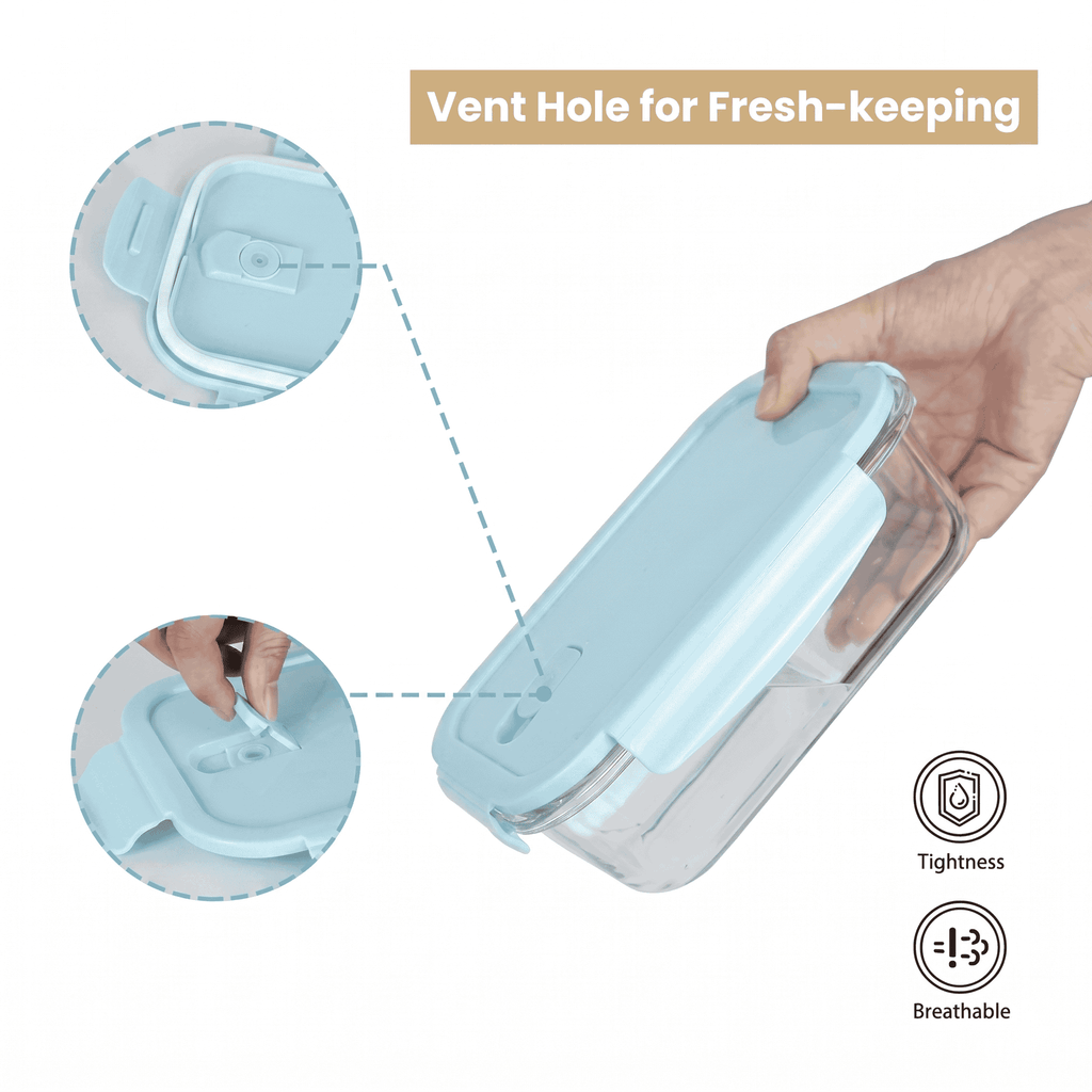 Leakproof Glass Lunch Box Set with Compartments (Set of 3)