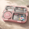 Kids Leakproof Lunch Box with 4 Compartments, Stainless Steel Tray & Spoon