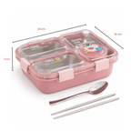 Kids Leakproof Lunch Box with 4 Compartments, Stainless Steel Tray & Spoon