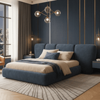 Solace Frame Modern King Size Bed With Upholstered Headboard