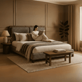 Backtrack Modern King Size Bed With Upholstered Headboard