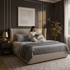 Celeste Cove Modern King Size Bed With Upholstered Headboard