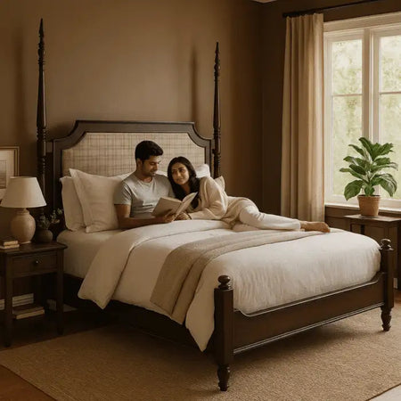 Auriel Frame Modern King Size Bed With Upholstered Headboard