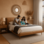 Tayo Modern King Size Bed With Upholstered Headboard