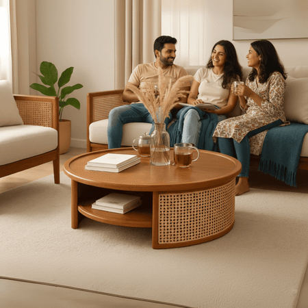 Solara Weave Modern Center Table for Living Room