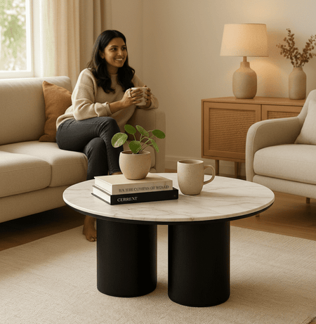Solara Modern Coffee Table with Calacatta Ceramic Top