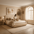 Ellin Modern King Size Bed With Upholstered Headboard