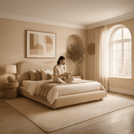 Ellin Modern King Size Bed With Upholstered Headboard