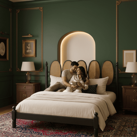 Halsten Modern King Size Bed With Upholstered Headboard