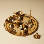 Divine Puja Thali Set with Diya, Roli Container & Puja Accessories