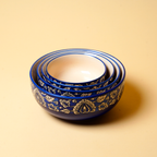 Indigo Glass Dessert Bowl Set | Ice Cream, Snack & Serving Bowls – Set of 6