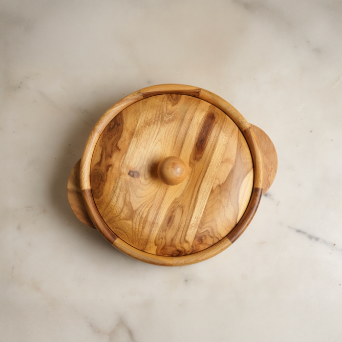 Small Wooden Roti Server – Insulated Hot Pot with Natural Wood Grain Finish