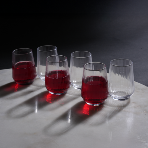Rippleline Juice Glass Set – Textured Modern Drinkware Set of 6