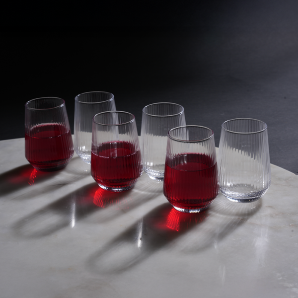 Rippleline Juice Glass Set – Textured Modern Drinkware Set of 6