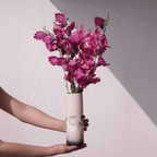 Eternal Loop Vase - Crushed Paper Bag Style Ceramic Vase Cream & Black