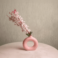 Rose Halo Vase - Pink Ceramic Donut Vase Modern Circular Hollow Flower Pot