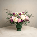 Forest Green Ribbed Ceramic Pedestal Vase