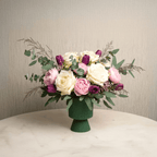 Forest Green Ribbed Ceramic Pedestal Vase