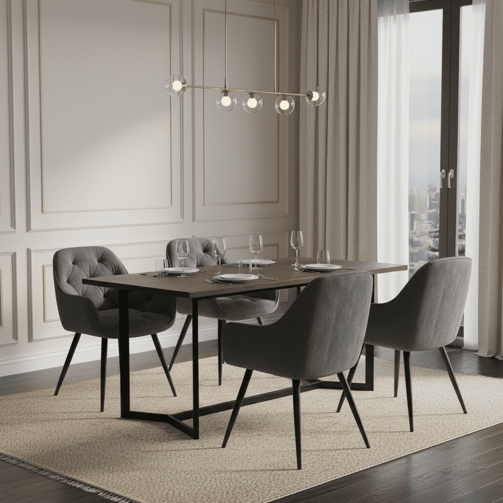 Tufted Upholstered Dining Chair with Wooden Legs