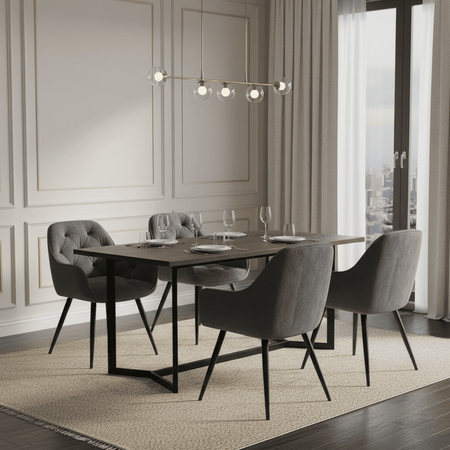 Tufted Upholstered Dining Chair with Wooden Legs