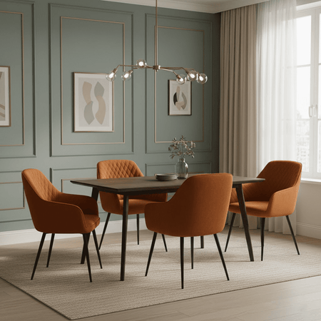 Quilt Upholstered Dining Chair with Wooden Legs